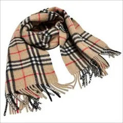 J7226 美品 バーバリー ノバチェック カシミヤマフラー ブラウン
