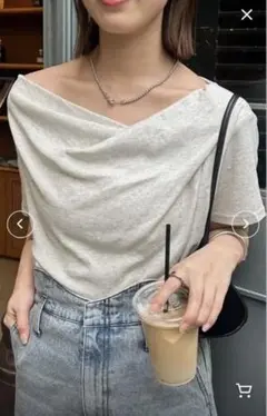 オフショルダー グレー Tシャツ フリーサイズ