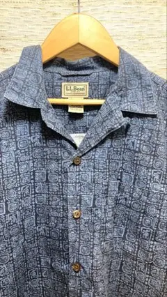 L.L.Bean ネイビー 開襟シャツ トロピックシャツ ピグメント染め 古着