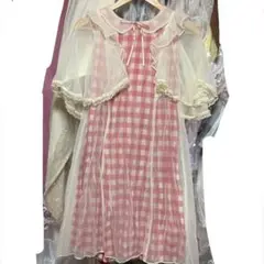 限定出品 赤チェックワンピース