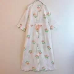 【ワコール】（M）ルームウェア 五分袖 パジャマ シワ加工 さくらんぼ柄 訳あり
