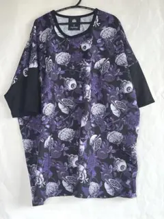 Drug honey 目玉臓器脳薔薇　黒× 紫Tシャツ