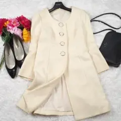 Y5958*最高級☆ウィルセレクション☆Aライン☆ノーカラーコート☆ベージュ
