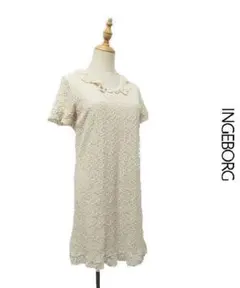 T108/ INGEBORG ひざ丈ワンピース 総レース 総柄 花モチーフ 9