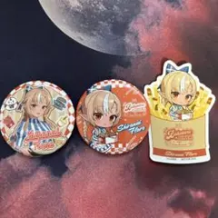 【ホロライブ】不知火フレア　缶バッジ・ステッカーセット　ウェンディーズコラボ