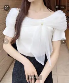 INGNI リボンチュールオフショルニット