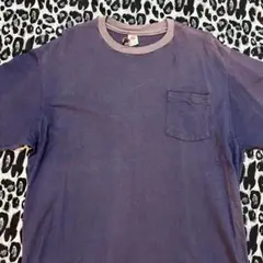 ネイビー ブランク 無地 XL USA製生地 90s ポケTシャツ シングル