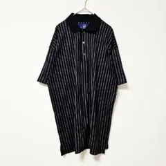 【dunhill Golf】半袖ポロシャツ ストライプ ネイビー (S)
