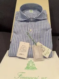 Finamore シモーネ リネン ストライプシャツ Sサイズ　新品　最終値下げ
