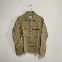 【古着】KIFFE 長袖ワークシャツ ベージュ茶 Freeサイズ(M-L)