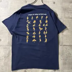 00s Guatemala 手話　プリントTシャツ ネイビー L