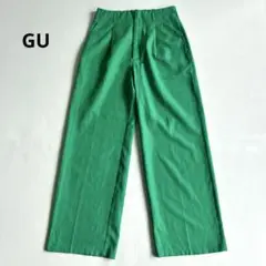 GU カラースラックス　ハイウエスト　薄手　グリーン　大きいサイズ　XL