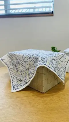 刺し子　花ふきん　ゴッホ星月夜