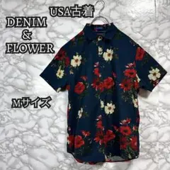 Ａ90 デニムアンドフラワー DENIM & FLOWER アロハシャツ M