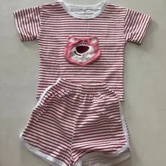 美品　赤と白のストライプ Tシャツとショートパンツセット男の子　女の子　90