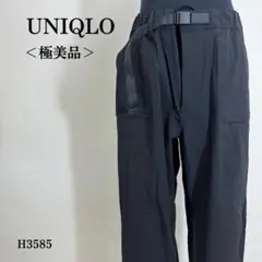 【極美品】ユニクロ ギアパンツ 撥水加工 ストレッチ バックルベルト Ｍブラック