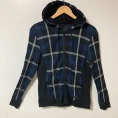 ⬜︎BLACK LABEL 青黒チェック柄フルジップパーカー