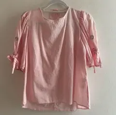 ZARA ザラ　リボンブラウス　ピンク　パフスリーブ