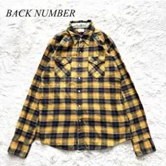D6【バックナンバー】シャツ　長袖　チェック柄　黄色　レギュラーカラー　L 人気