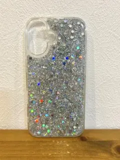 【美品】iPhone16 グリッターケース　シルバー