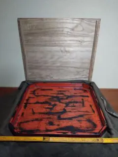 折敷　根来　拭き漆　欅　江戸後期　木地盆 折敷根来拭き漆欅江戸後期木地盆