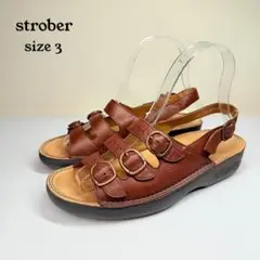 【美品】strober ストロバー　レザー　サンダル（22.5）3連ベルト　茶