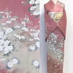 正絹 ✿金銀彩 刺繍 吉祥扇 暈し染め 訪問着 袷
