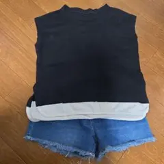 グローバルワーク ノースリーブ デニムショートパンツセット サイズ100