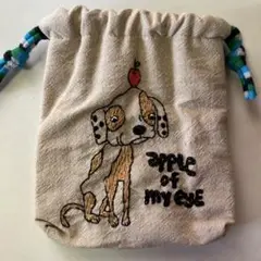 刺繍巾着ポーチ　犬