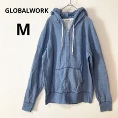 GLOBALWORKメンズ M グローバルワーク ダブルジップ パーカー ブルー