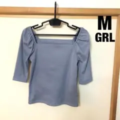 GRL スクエアネック　パワショルトップス　カットソー