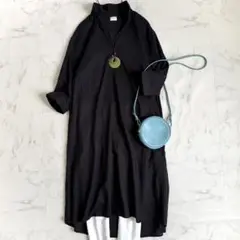 美品＊アーバンリサーチドアーズ リネンコットンスキッパーワンピース M ブラック