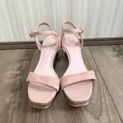 【artemis by DIANA】花柄コルク ラメ ピンクスウェード サンダル