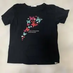 蝶 ブラック Tシャツ 黒 Lサイズ レディース 半袖 バタフライ