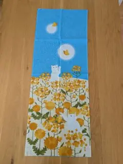 ③濱文様　 絵手ぬぐい　タペストリー　春　菜の花　猫　四季　季節　和
