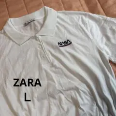 ZARA ザラNASA ホワイト ポロシャツ Ｌサイズ