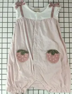 70cm プティマイン いちごポケット付きロンパース