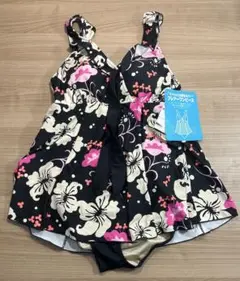 ワンピース水着 フラワー柄 ブラック 13L