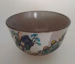 手描き風景画の陶器ボウル