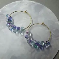 #1 フープピアス　青　紫　ハンドメイド