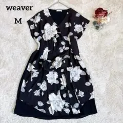 【ウィーバー】weaver　半袖チュニック　ブラウス　シャツ　花柄　ブラック　M