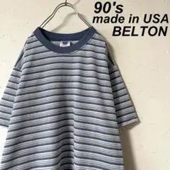 USA製 古着 90's ベルトン 鹿子 マルチ ボーダー Tシャツ