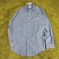 【美品】ブルックスブラザーズ ストライプシャツ 青,白　メンズS