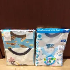 新品 男児 ランニング 130 4枚セット 飛行機 のりもの 綿100%