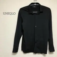 【ユニクロ】L 黒　シャツ　襟付き　袖ボタン　b036