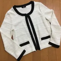 ❤️美品❤️ INED イネド ノーカラー ジャケット カーディガン 白黒 9号