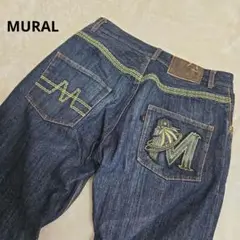 希少 ミューラル MURAL デニム ジーンズ レゲエ ゴールド刺繍 Lサイズ