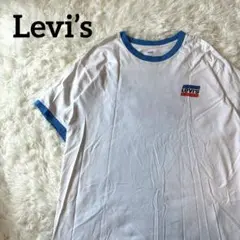美品 Levi’s リンガーTシャツ ホワイト×ライトブルー L バックプリント