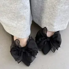 Heather リボンヒールサンダル チュール