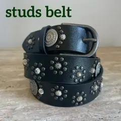 ベルト　黒　ウェスタンベルト　スタッズベルト　アメカジ　ヴィンテージ　レザー調
